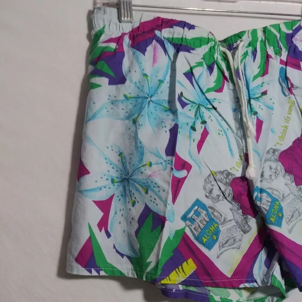 Vintage SCORPIO Hawaiian Novelty Pull On Swim Shorts Vacation Size XL